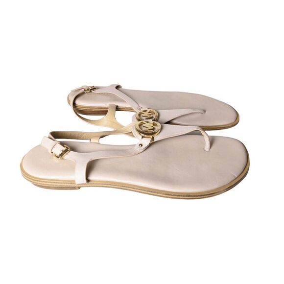 MICHAEL KORS Mallory Tan Leather T-Strap Sandal Size 9M - Picture 3 of 7